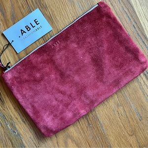 ABLE Martha Suede Pouch Clutch Large Zipper Bag FashionABLE